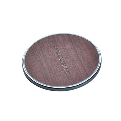 Factory New Product QI Wood Grain Zinc Aluminum Alloy Base Universal Fast charging Wireless Charger For Mobile Phones